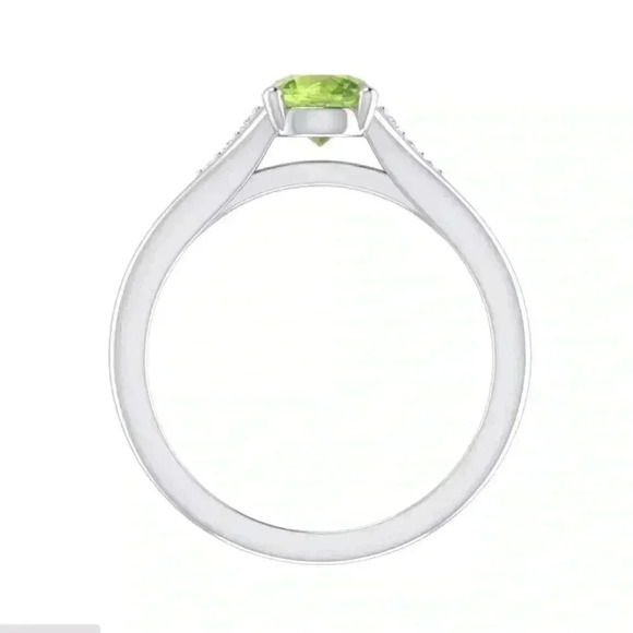 Gorgeous 14k Gold Over Silver Peridot Diamond Ring - Picture 3 of 5